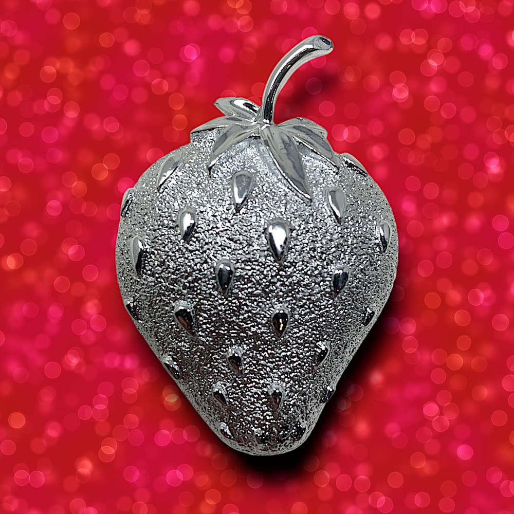 Vintage 1960's Sarah Coventry Silver Tone Strawberry Brooch Mid Century MCM
